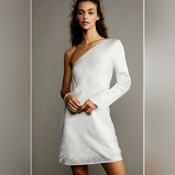 Free People Third Form RunningWater One-Shoulder Dress White - Picture 1 of 3